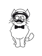 kitten sir mr mustache monocle glasses cylinder beard hat gentlemen seated sweet cute cat