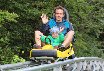 Bobsled in summer, Father and son