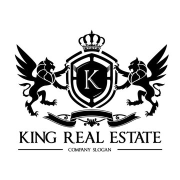 King crest logo,lion logo,real estate logo,hotel logo,vector logo template