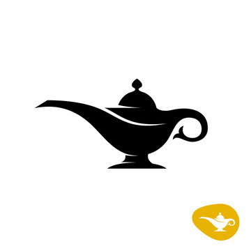 Aladin lamp silhouette. Simple black vector symbol.