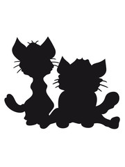 silhouette black outline silhouette sitting sweet cute cat team some 2 friends love
