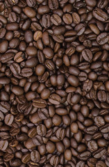 Roasted coffee beans. Close-up of coffee beans for background.