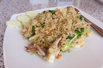 Fried rice with squid.