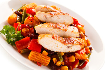 Kebab - grilled meat and vegetables 