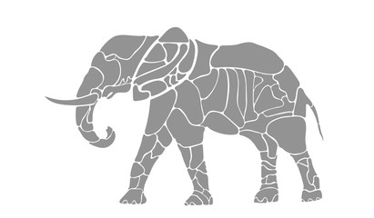 Fototapeta premium Logo with splitted elephant silhouette 