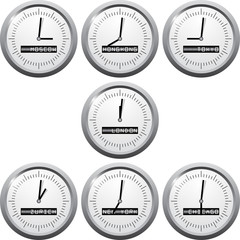 Naklejka premium Stock exchange time in financional centers