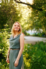 Young Beautiful Pensive Woman Smiling