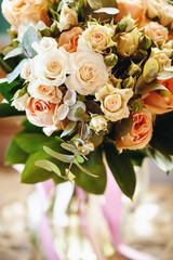 Wedding Bouquet with White and Cream Little Roses