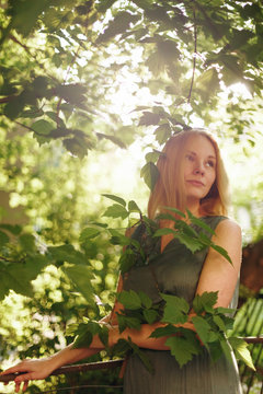 Young Romantic Female in Summer Evening