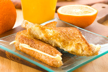 sandwich bread with melted cheese