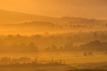 Early morning on countryside, San Quirico d´Orcia, Tuscany, Ita