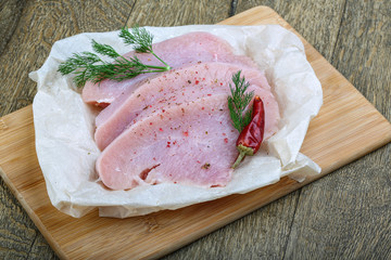 Raw turkey steak
