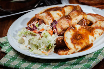 Potato pancakes with meat stew