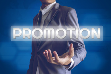 Businessman or Salaryman with Promotion text modern interface co