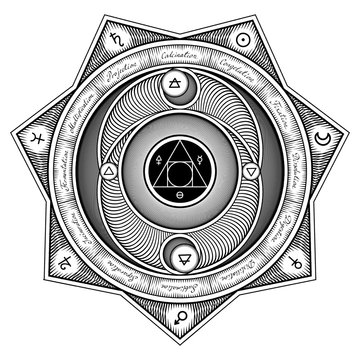 Alchemical Symbols Interaction Sheme - Vector Illustration Styli