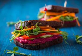 Fotobehang Gerechten Vegan sandwiches