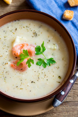 cream soup with shrimps