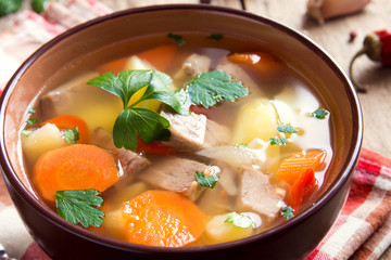 Meat and vegetables soup