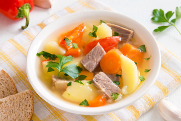 Meat and vegetables soup