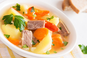 Meat and vegetables soup