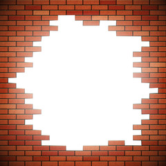 Naklejka premium White hole in red brick wall
