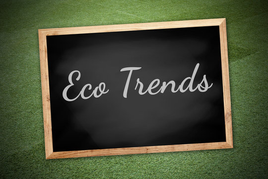 Eco trends recycle concept on chalk board and green field backgr