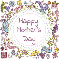 Mother's day greeting card. Vector template