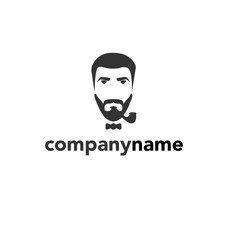 man with a beard and mustache logo template