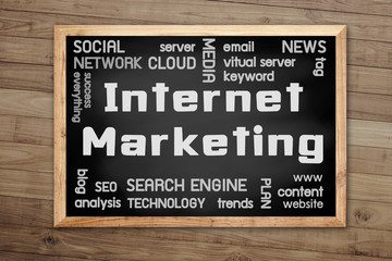 Internet Marketing concept on chalkboard and background with Bro