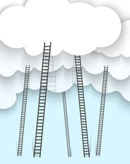 a competition concept, clouds with ladders - 102058087