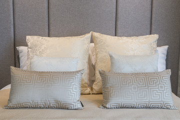Luxury elegance bedroom close up with pillow.