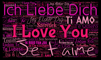 I Love you in different languages word cloud