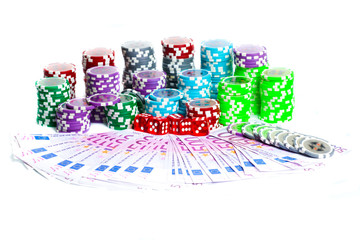 casino chips and money