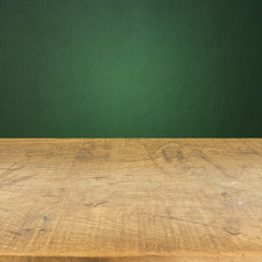 Green wall with wood floor texture background