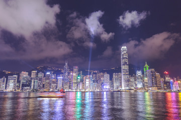 Hong Kong, China skyline from across Victoria Harbor.