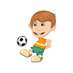 The boy playing soccer cartoon vector illustration