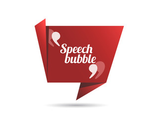 Origami speech bubble vector with quotes signs.