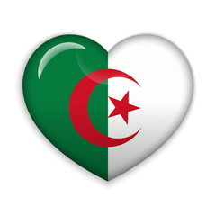  Love Algeria.  Flag Heart Glossy Button