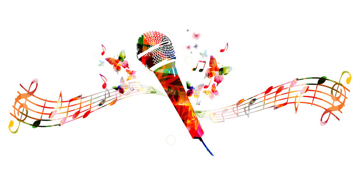 Colorful microphone design with butterflies