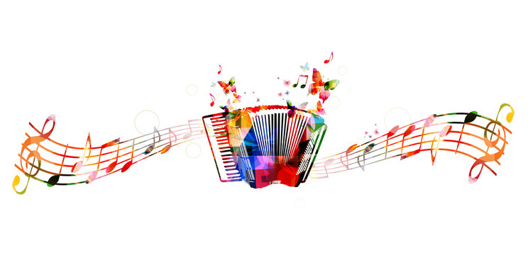 Colorful accordion design with butterflies