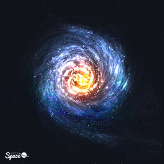 Fototapeta premium Colorful Realistic Spiral Galaxy on Cosmic Background. Vector illustration.