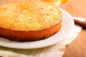 Coconut citrus syrup cake
