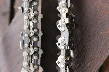 detail for the chain teeth into chainsaws