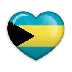  Love Bahamas.  Flag Heart Glossy Button