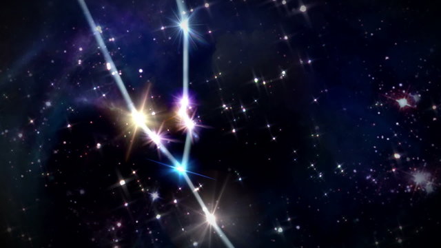 the Taurus zodiac sign forming from the twinkle stars with space background