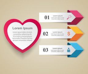 Valentine Day Heart. Abstract 3D digital illustration Infographic.