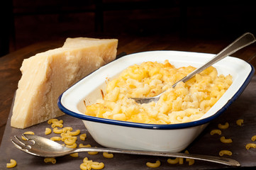 Home made macarone and cheese served with fresh gran pandano italian cheese.