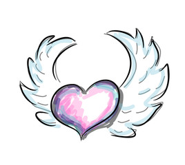 Flying colorful heart