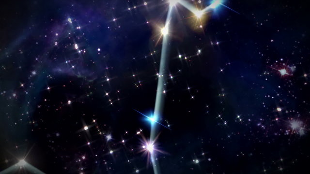 the Pisces zodiac sign forming from the twinkle stars with space background