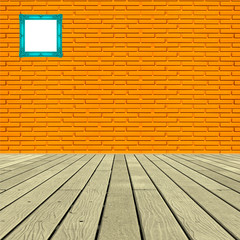 Wooden flooring background brick frame.